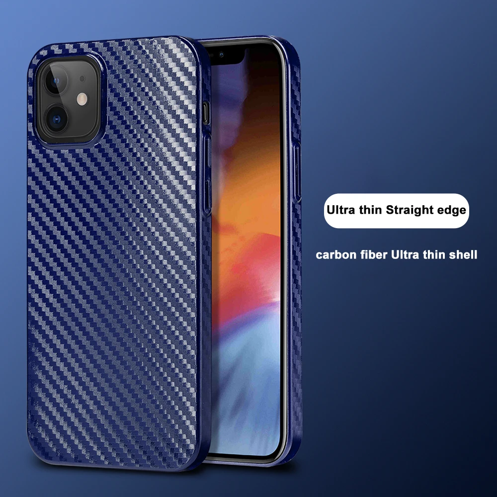 Чехол из углеродного волокна для iPhone 11 12 Pro Max Mini защитный чехол XS XR X 7 8 Plus SE 2020