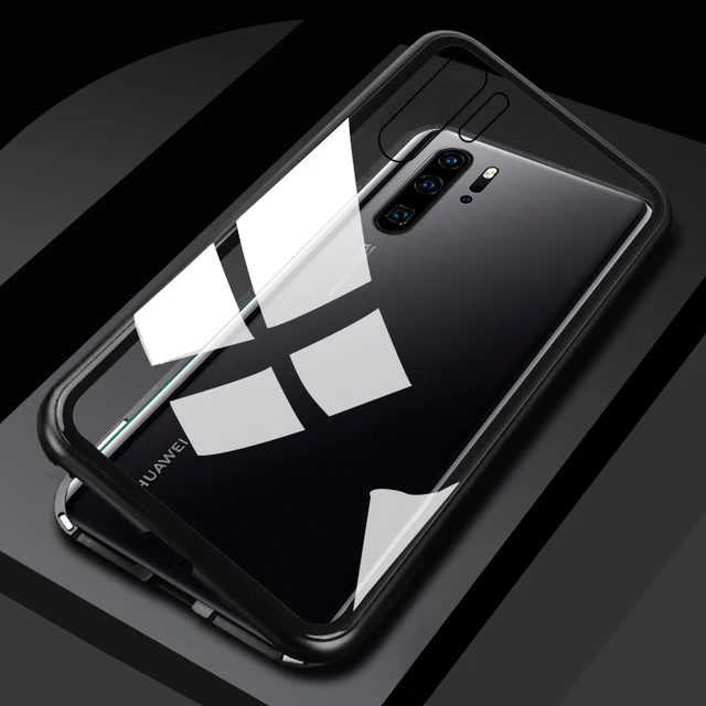Clear With Black Магнитный адсорбционный чехол для huawei P30 Pro P30 Light P30Pro P 30Pro P 30 360 Магнитная Задняя крышка из закаленного стекла для Honor 10 lite - Цвет: Clear With Black