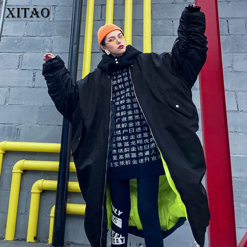 XITAO черная парка большого размера модная новинка 2019 зимнее повседневное пальто с