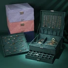 Шкатулка для ювелирных украшений с замком женская, вместительный Органайзер из зеленой фланели для серег, колец, демонстрации бижутерии