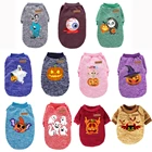 Рубашка для собак на Хэллоуин, теплая одежда с принтом призрака, тыквы, футболки для щенков, куртка для кошек, мягкий пуловер, свитер, одежда для домашних животных, наряд