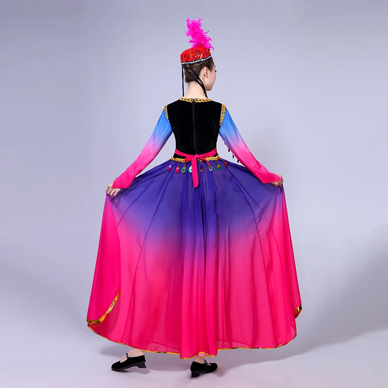 

Xinjiang Dance Costume Female Minority Wind Uyghur Opening Dance Big Swing Skirt Women Adult Large Performance Costume