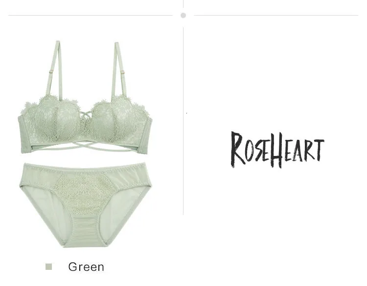 Roseheart новые зеленые женские модные комплекты бюстгальтеров с перекрестными лямками, нижнее белье, хлопковые трусики, нижнее белье, сексуальное нижнее белье, комплекты беспроводных чашек A B