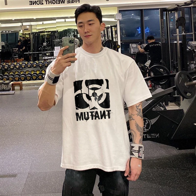 

2021Warcraft fitness summer short sleeve cotton large loose sports men's Casual Short Sleeve Training Shirt half sleeve T-shirt