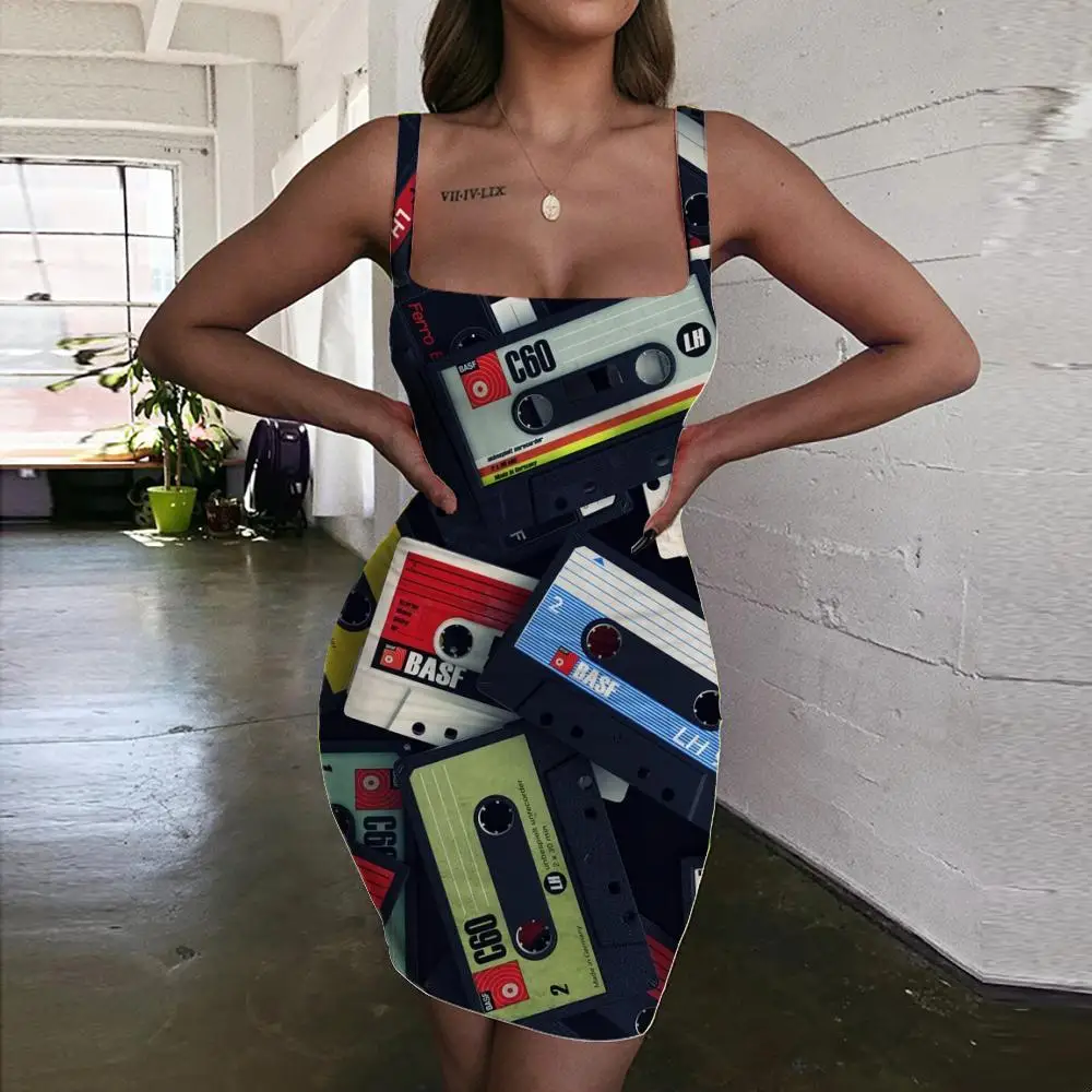 

Женский пляжный сарафан KYKU, разноцветный винтажный пляжный сарафан с 3D-принтом и лентой