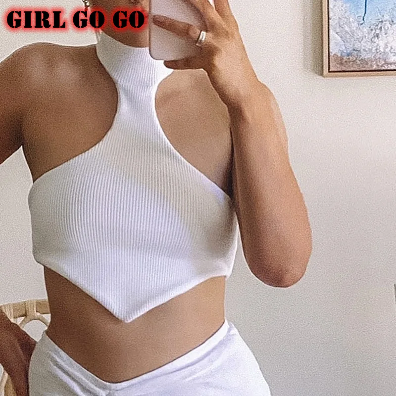 Цвет: белый черный с лямкой на шее бретелях для женщин трикотажные ребристые