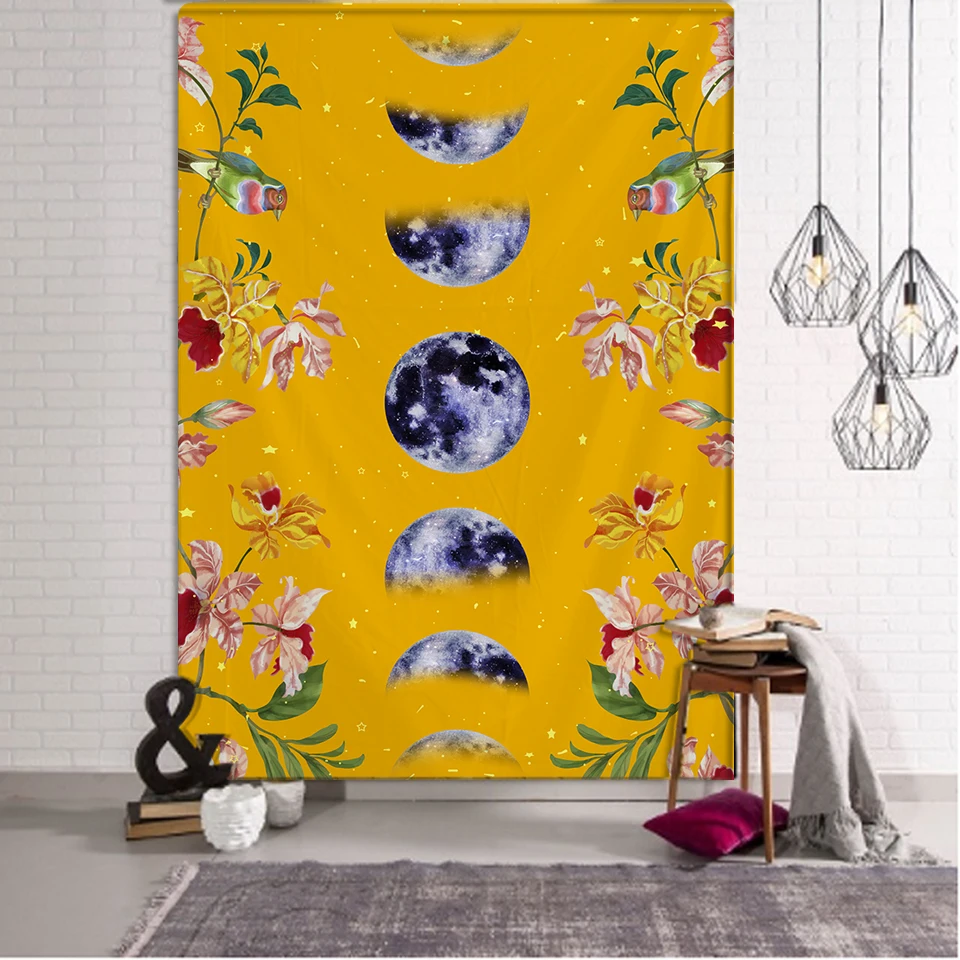 

Psychedelic Tapestry Flower Wall Decor Hanging Room Starry Sky Carpet Moon Tapestries Art Home Decoration Accessories