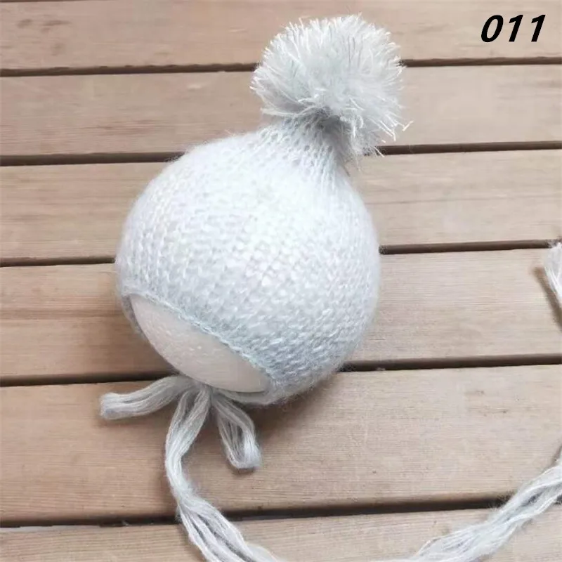 Sombrero de Mohair tejido a mano, accesorios de fotograf&iacute;a para reci&eacute;n nacidos-1
