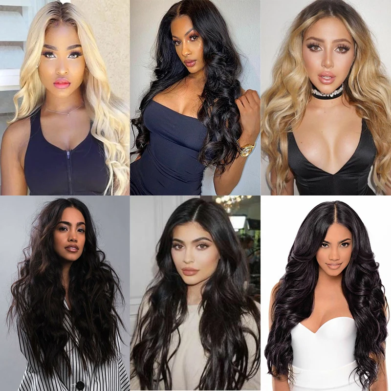 

Ombre Blonde Long Wavy Lace Front Wig for Women Natural Middle Part U Part Hair Wig Heat Resistant Synthetic African Cosplay Wig