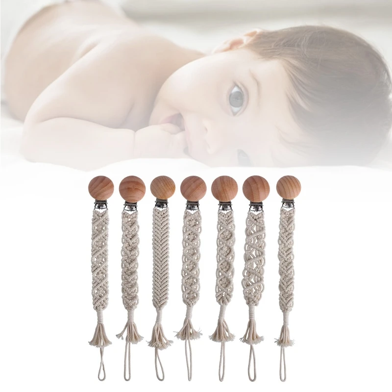 

Baby Teething Soother Clip Crochet Pacifier Chain Cotton Woven DIY Dummy Nipple Holder Leash Strap Shower Gifts