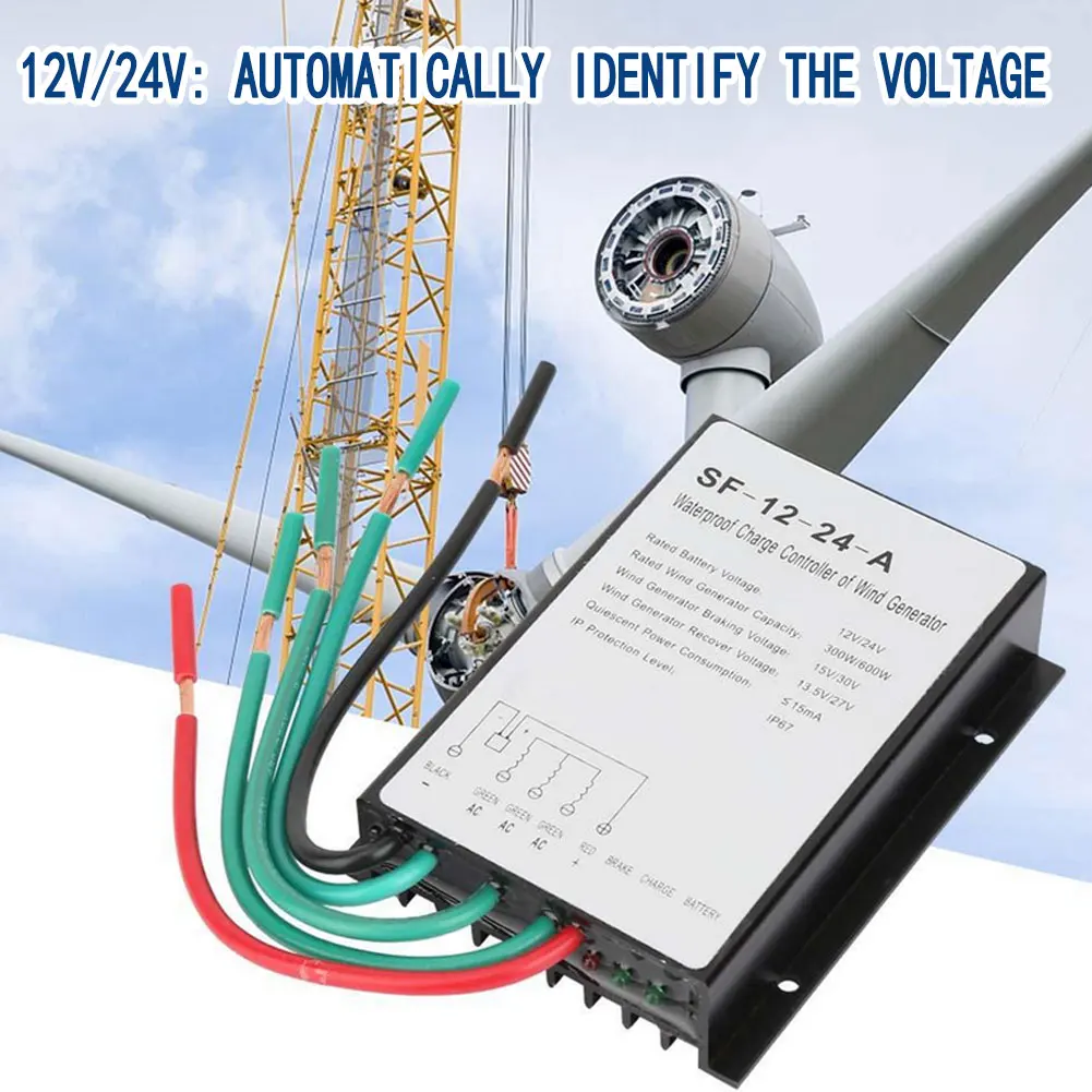 

Wind Turbine Controller 12V/24V 300W/600W SF-12-24-A Waterproof Turbine Charge Generator Controller Regulator Wind System