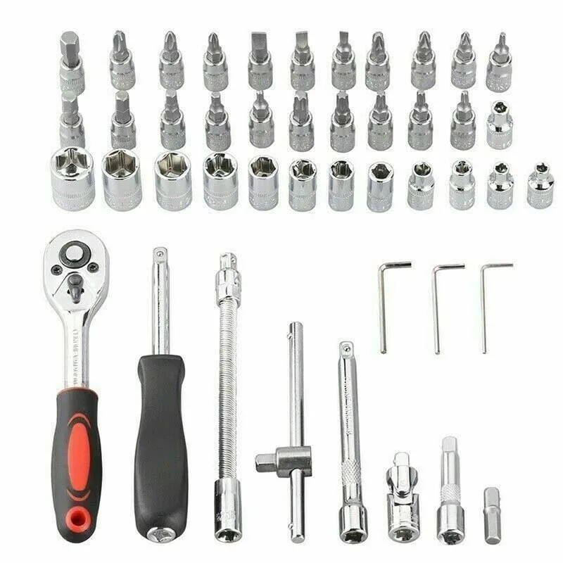 46pcs/Set Auto Repair Tool Set Manual Socket Wrench Corrosion Resistant Ratchet Screwdriver Rubber Handle | Инструменты
