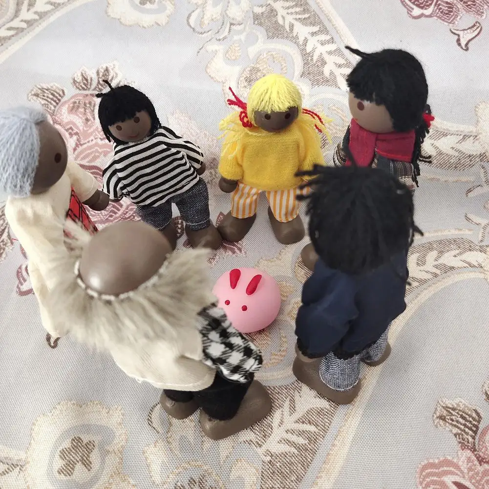 7 шт. фигурки для кукольного домика деревянные миниатюрные Семейные