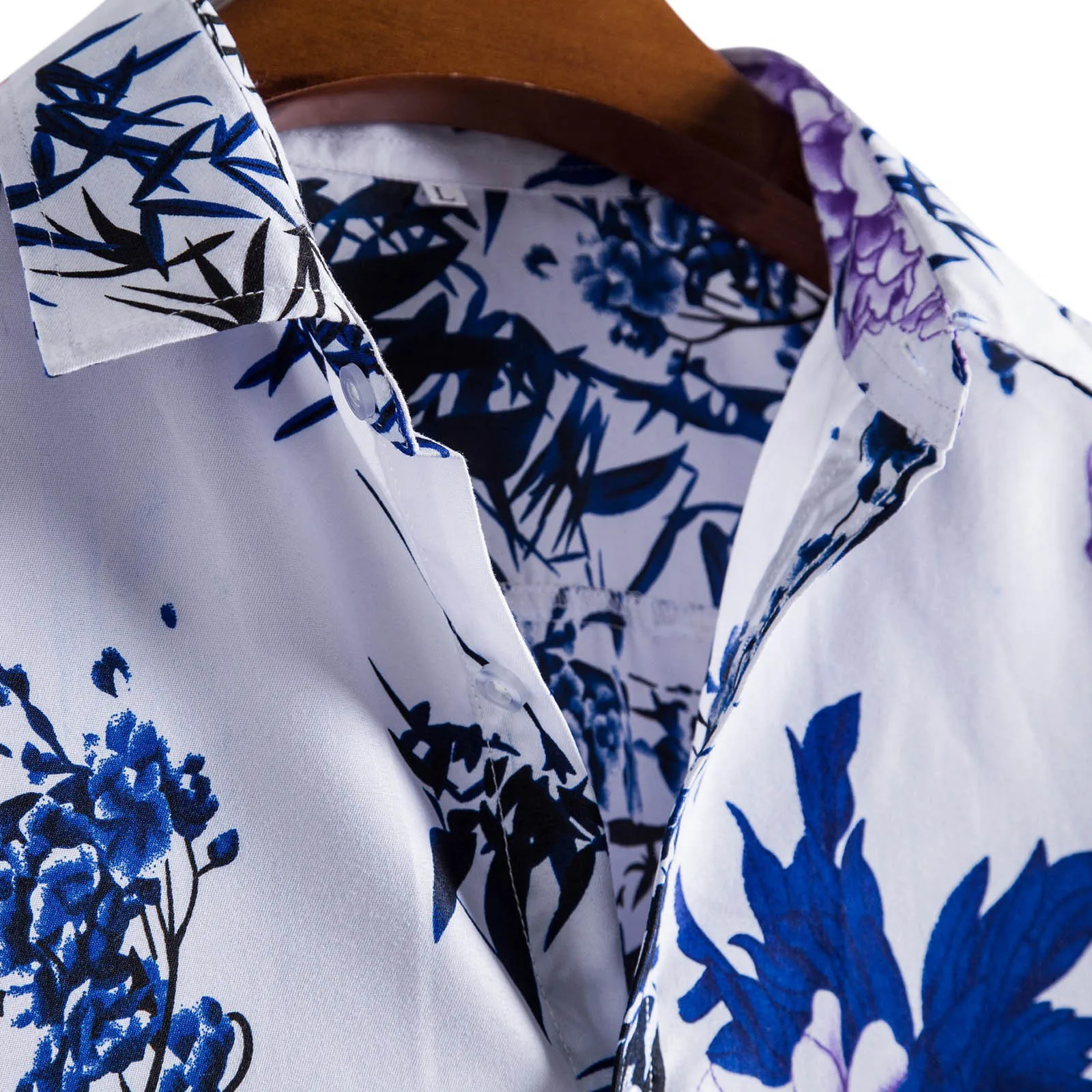 

2021 hot-selling men's shirt casual summer button printing turn-up collar breathable cool short-sleeved plus size shirt