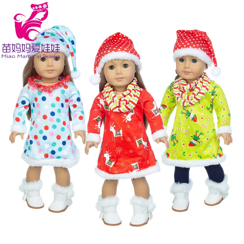

18 inch girl doll outfit winter fur dress Christmas new year baby doll clothes Santa Claus costume