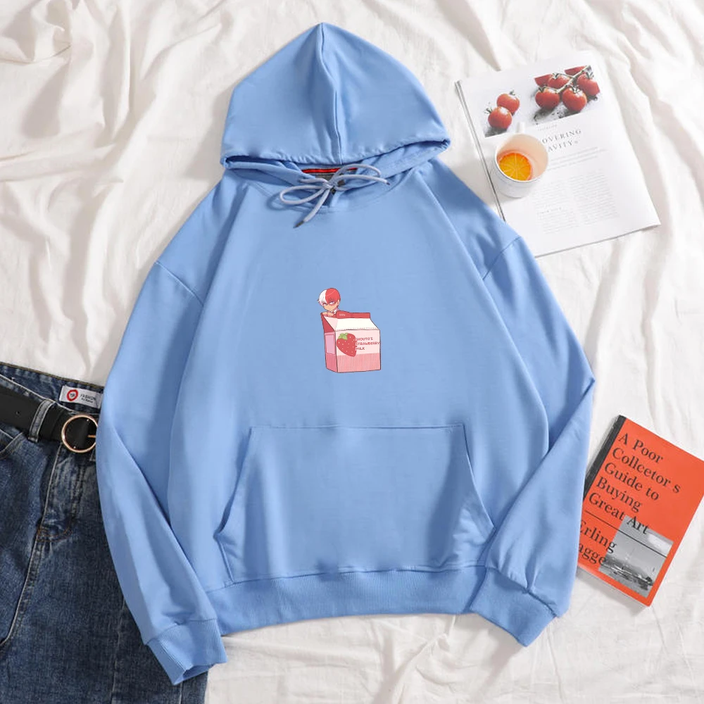

Japanese Pink Strawberry Milk Hoodie Women Harajuku Cartoon Oversized Sweatshirt Pullover Winter Sweet Fleece Warm Pocket Hooded