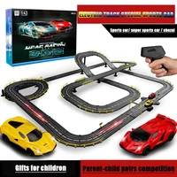 plastic track sports car electrichand cranking for track racing super sports car with lights 2pcs child toy track special car