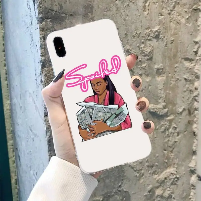 TOPLBPCS зарабатывать деньги черная голова девушка силиконовый черный чехол для