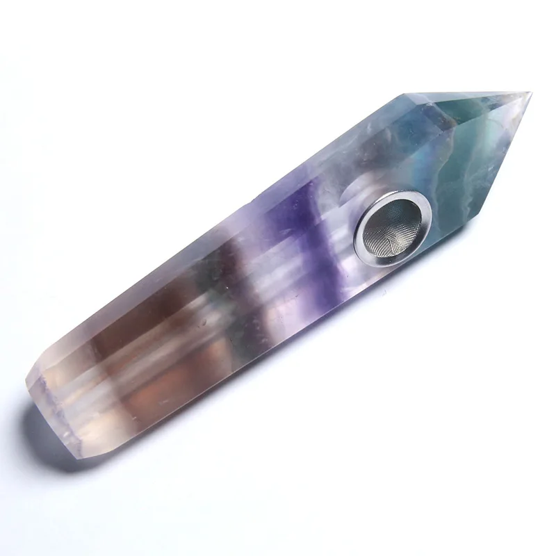 

Natural Stone Polished Crystal Fluorite Pipe Hexagonal Prism Spiritual Meditation Purification Crystal Pipe Smoke Pipe