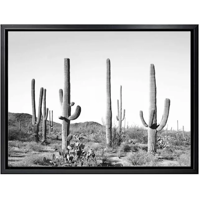 Постер с тропическим КАКТУСОМ и пальмой черно-белая Картина на холсте настенные