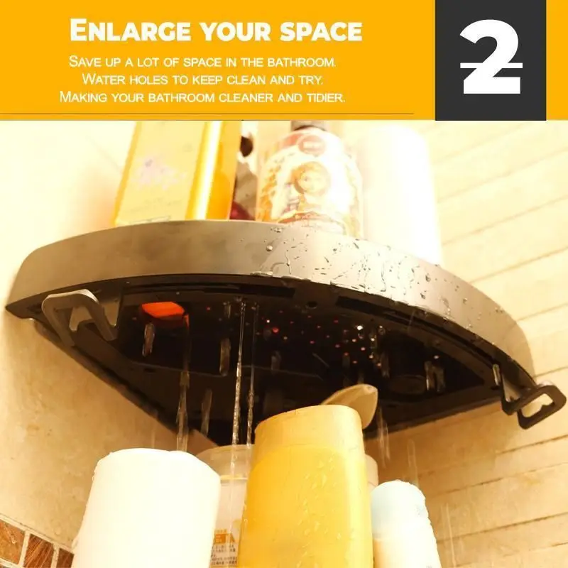 Пластиковая полка органайзер для ванной комнаты угловая с защелкой душа