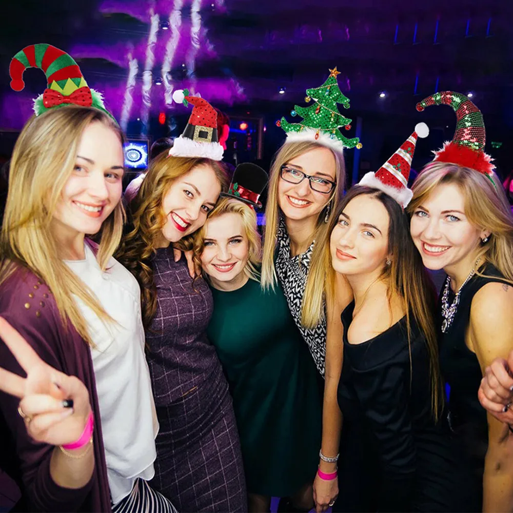 Повязка на голову с блестками для девочек повязка в виде рождественской елки