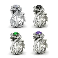 hoyon vintage 925 sliver zircon diamond ring creative flower buddhist bizuteria topaz gemstone ring for women anillos jewelry