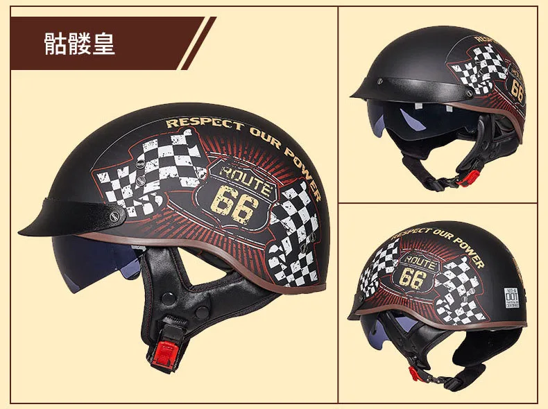 Colour 5 GXT Ретро мотоциклетный шлем, винтажный шлем Casco, мотоциклетный шлем с открытым лицом, мотоциклетный гоночный шлем для верховой езды, с сертификацией в горошек - Цвет: Colour 5