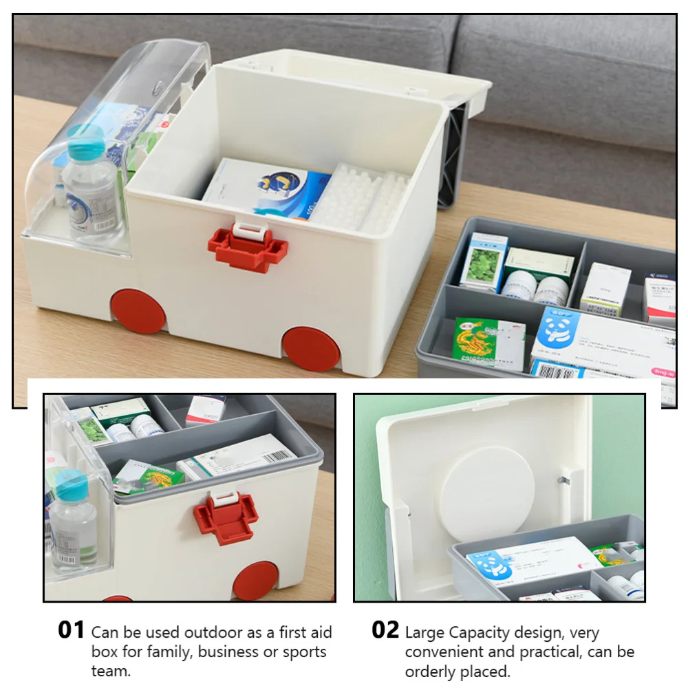 

Storage Container Home First Aid Medicine Box Organizer