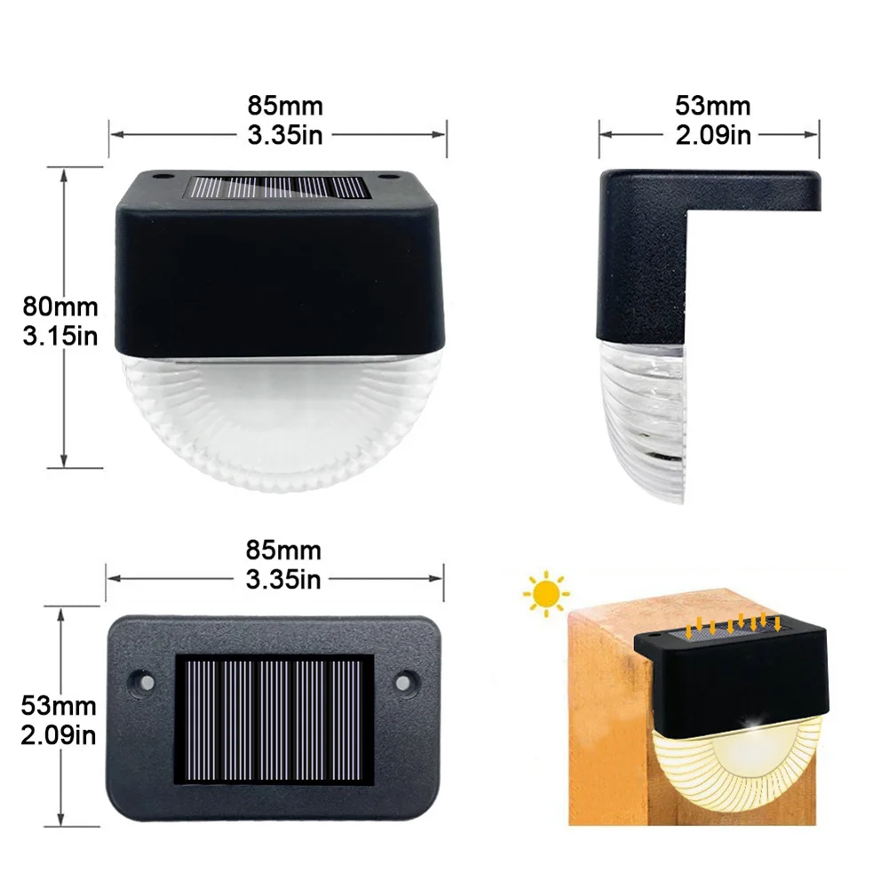 

Outdoor Lighting Step Lights LED Solar Waterproof Fence Lamps Courtyard Decoration Garden Accessories Landscape Lights 8 Pcs/Set