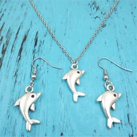 dolphin animal vintage earring necklace sets jewelry set antiquefashion women christmas birthday girl gifts