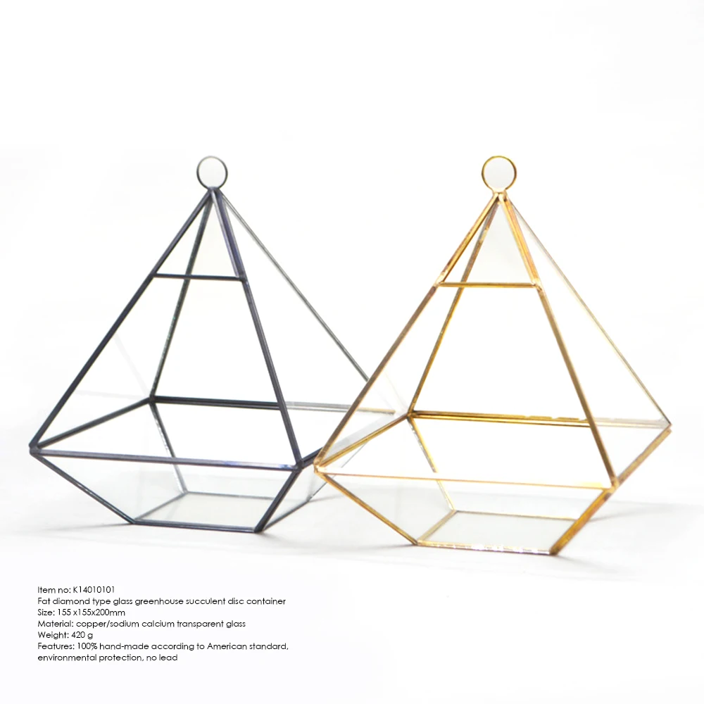 Сад Золотой Алмазный Форма стеклянный геометрический Террариум Свадебные