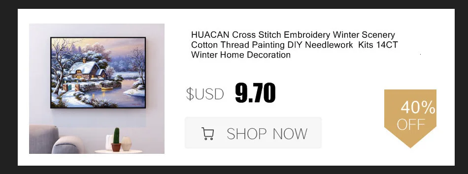 HUACAN Cross Stitch Needlework Sets For Full Embroidery Kits Tree And Bird Animals White Canvas 14CT DIY Home Decor 40x50cm
