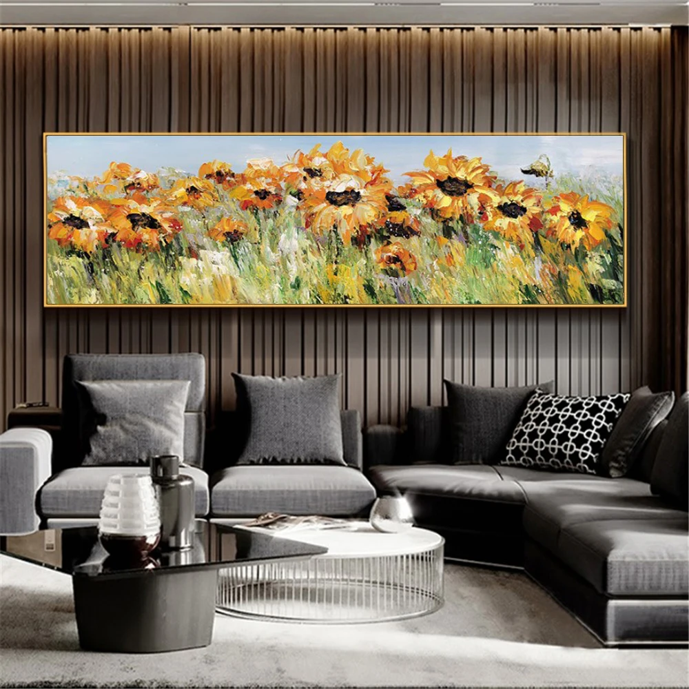 

Sunflower Painting knife painting oil painting, abstract on canvas 100% manual art modern art living room wall decoration