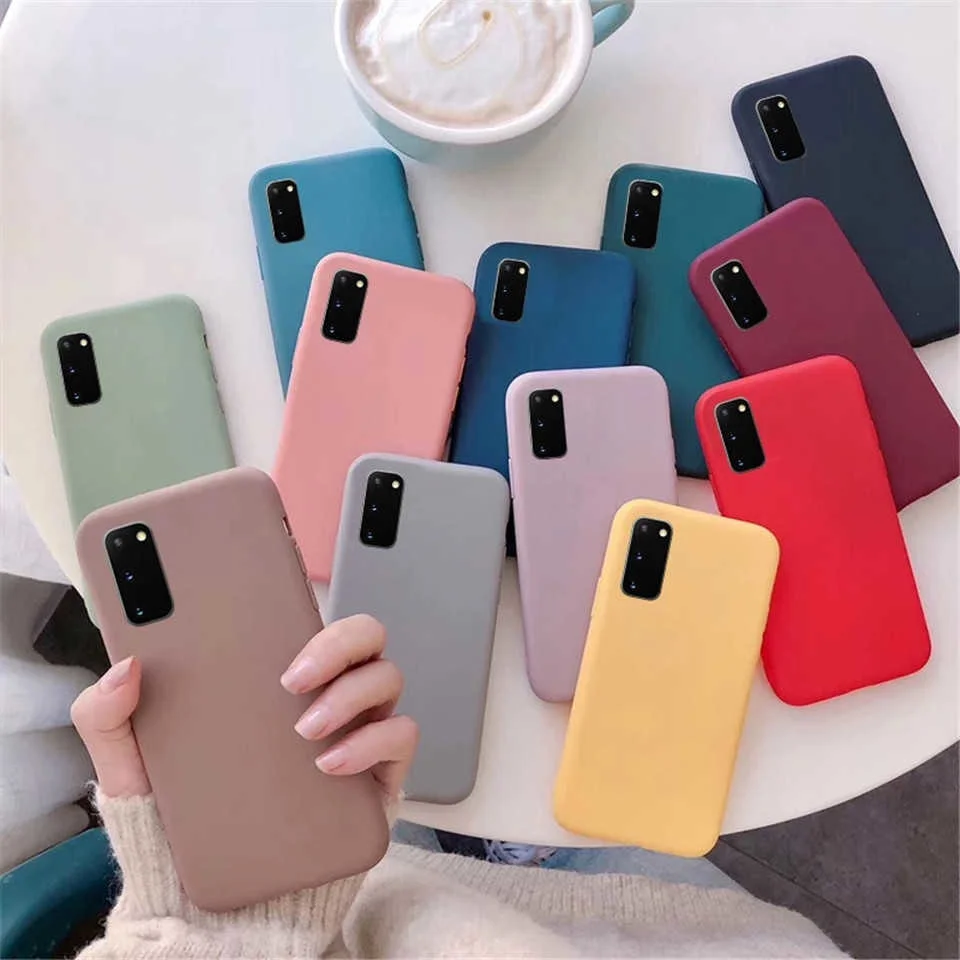 

Luxury Matte Silicone Case For Samsung Galaxy A71 A51 A31 A21S M31 A70 A50S S20 FE S10 Lite Plus Note 20 Ultra Solid Color Cover
