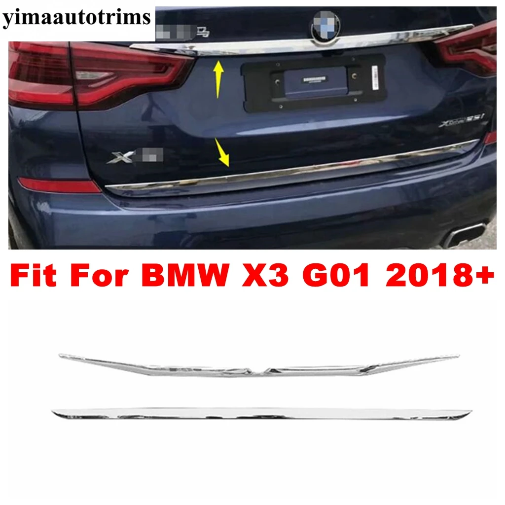 

ABS Chrome Rear Trunk Door Bottom Panel / Upper Tailgate Stripes Bezel Accessories Cover Trim Fit For BMW X3 G01 2018 2019 2020