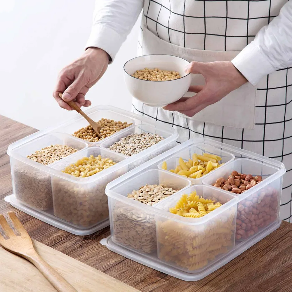 

5Pcs/Set Boxes Food Storage Containers Box Plastic Rice Cereal Container Fridge Organizer Case For Keep Fruit Meat Fish Fresh