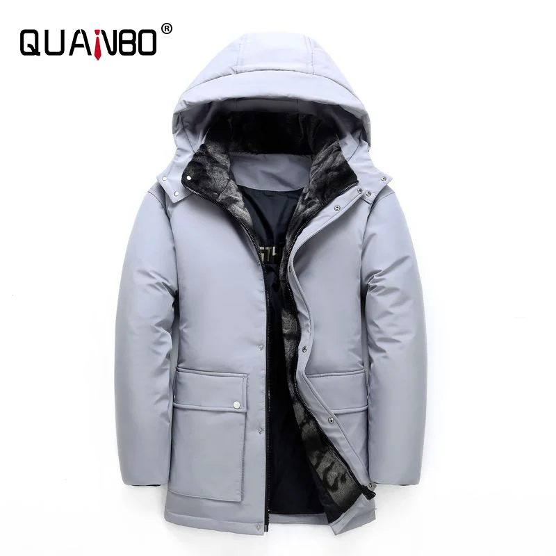 Men Winter Coat X-Long  90% White Duck Down Keep warm Middle-aged Jacket 2021 New Men Business Casual Brand Black Gray Parker