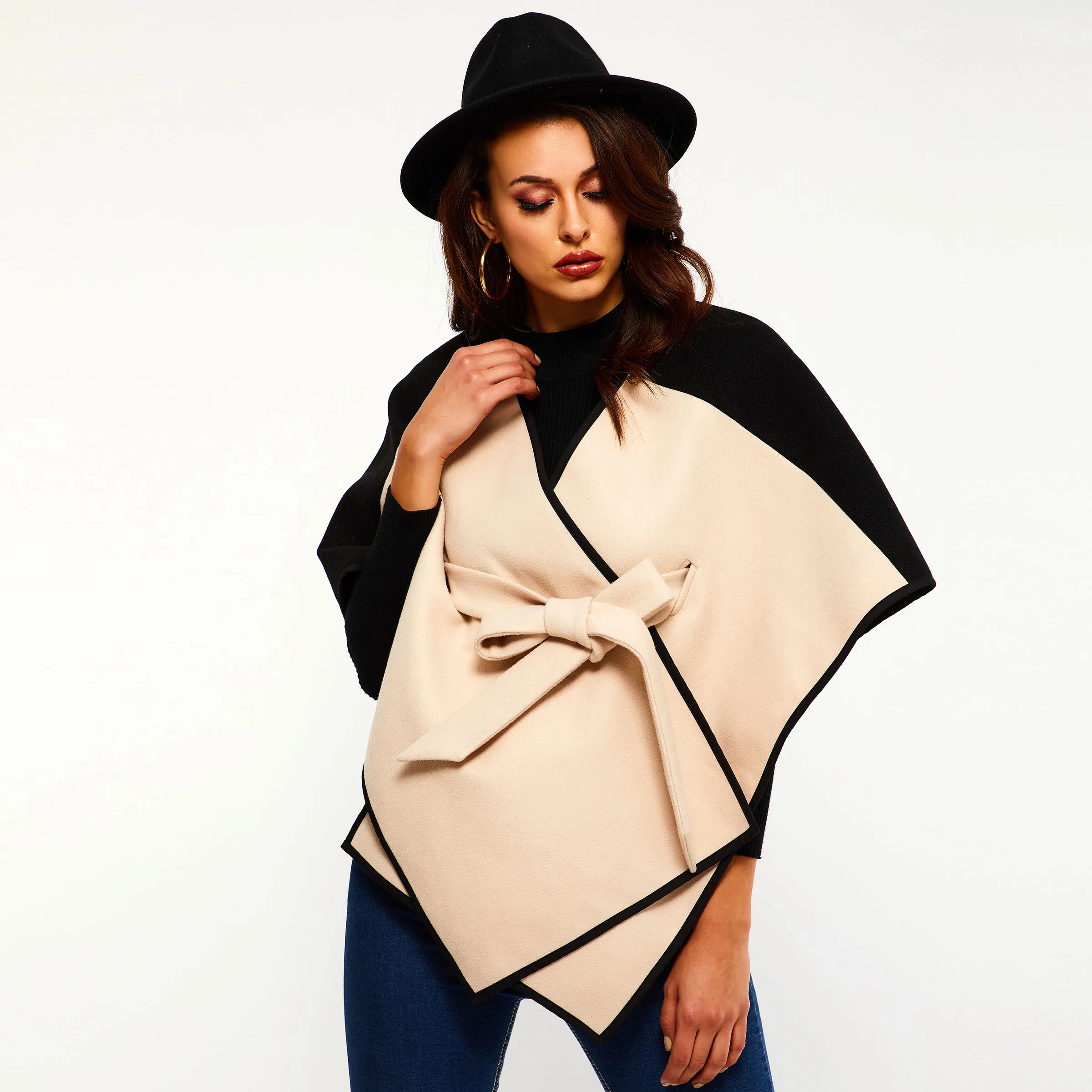 Осенние женские топы из смешанной шерсти 2020 лоскутные толстые западные наряды