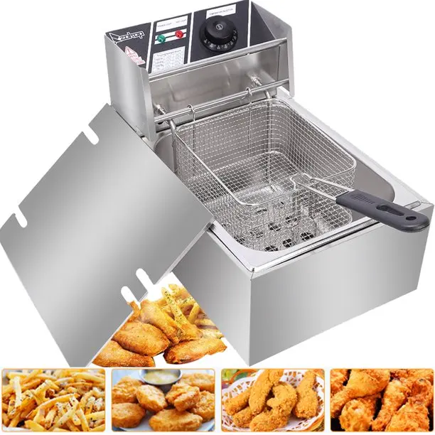 

2500W Stainless Steel Commercial Electric Deep Fryer Stove Single Cylinder Smokeless Chicken Dough French Fries Frying Machine