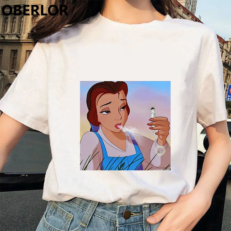 Camisetas Verano Mujer футболка принцессы с принтом Золушки женская летняя белая с коротким рукавом Harajuku Эстетическая одежда