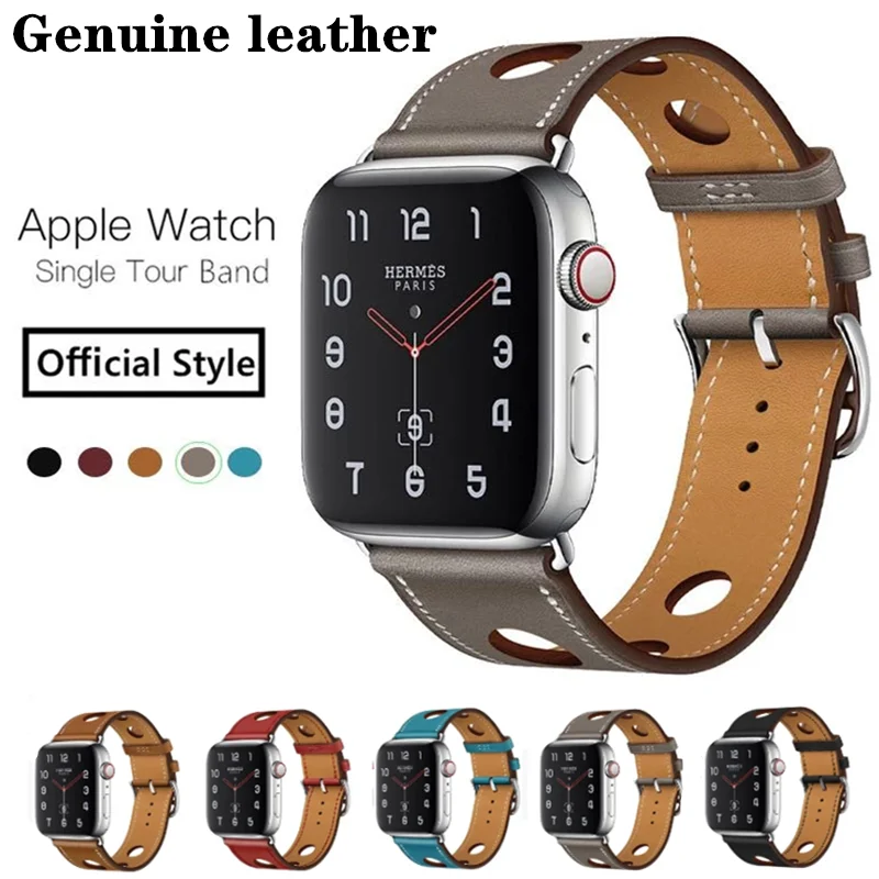 

Genuine Leather Band Sport Loop Strap For Apple Watch 6 SE 5 4 3 2 38MM 40MM Men for iwatch 6 3 4 5 44MM 42MM Wristband Strap