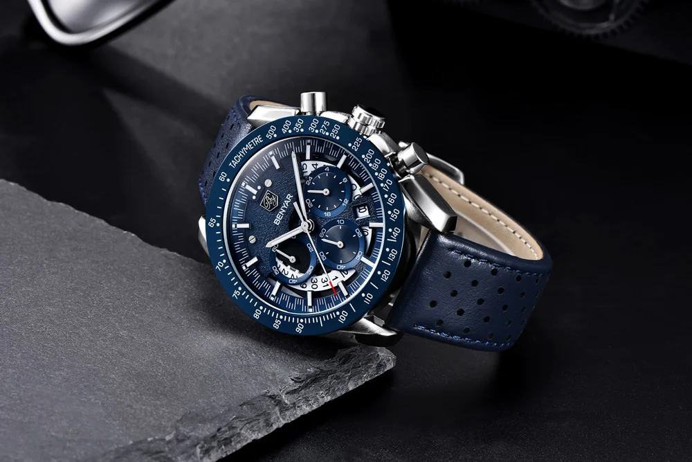 BENYAR Топ люксовый бренд Moon Phase часы мужские водонепроницаемые Хронограф военные спортивные кварцевые часы мужские часы Relogio Masculino