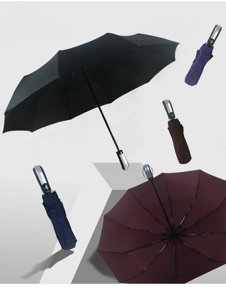 

Зонт от дождя для мужчин и женщин, складной автоматический зонт 10 к с черным покрытием, устойчивый к ветру, роскошный большой