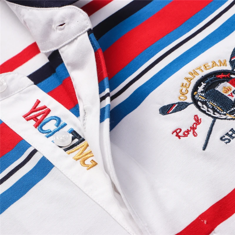 

TACE&SHARK High Quality New Arrival 2021 Summer Short Sleeve Polo Shirt Men Brand Polos Shark Striped Business Polo Shirts