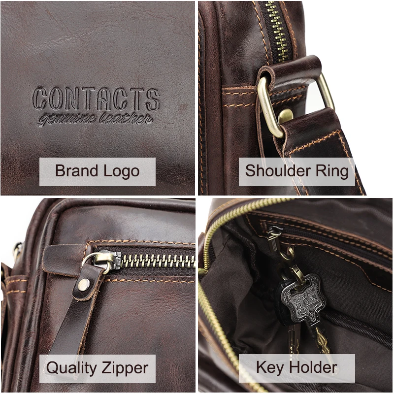 

Small Crossbody Bag Genuine Leather Men Messenger Bag High Quality Shoulder Handbags for 7.9" iPad Casual Male Bolsos