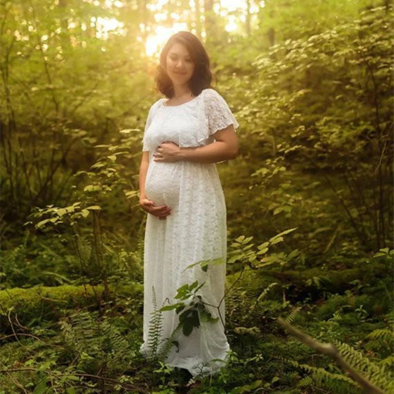 Кружевное платье для беременных Элегантное Длинное приталенное реквизит
