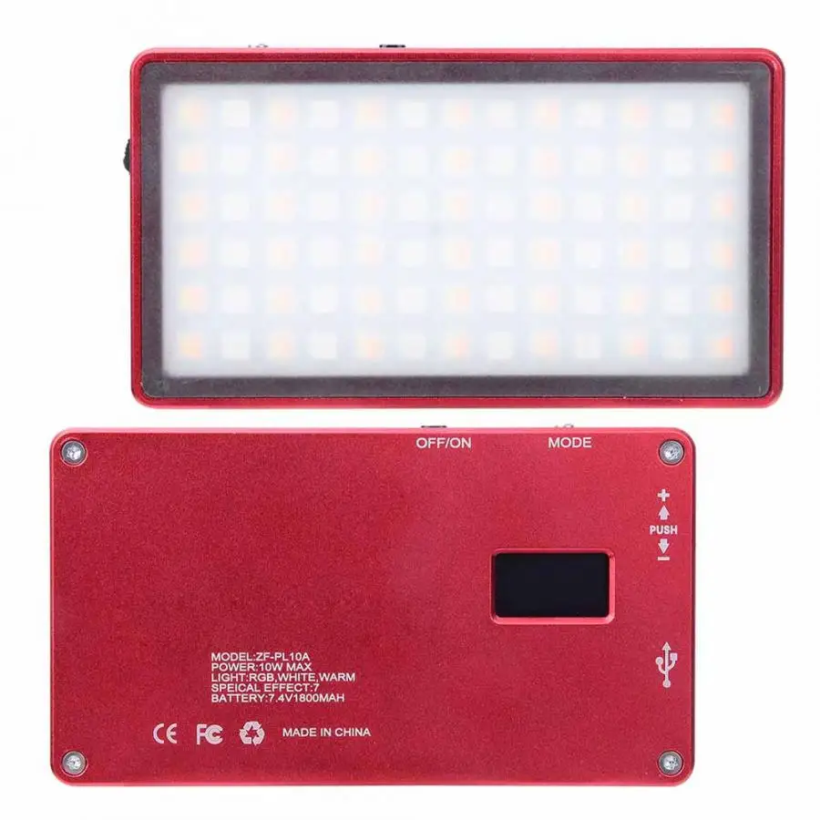 Светодиодный светильник для видеосъемки ZF PL10A RGB 2500 7000K с регулируемой яркостью
