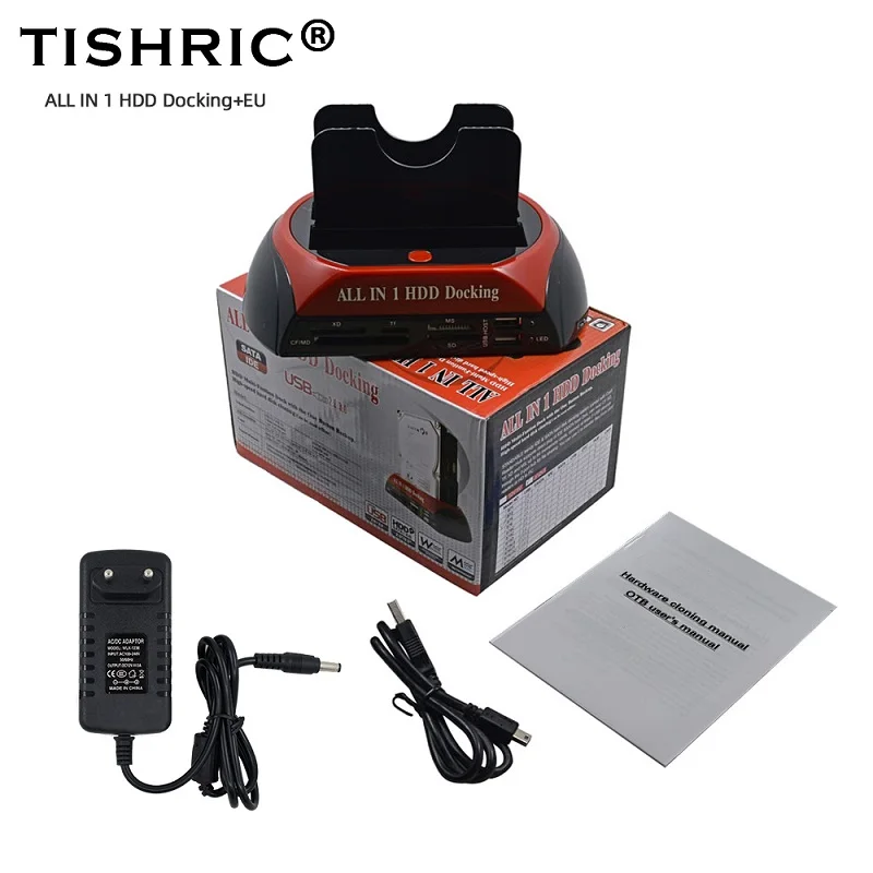 EU TISHRIC IDE SATA Dual все в 1 Hd/HDD док-станция/док-станция жесткий диск/диск Hdd 2,5 3,5 ридер Usb ЕС внешний корпус Чехол - Цвет: EU