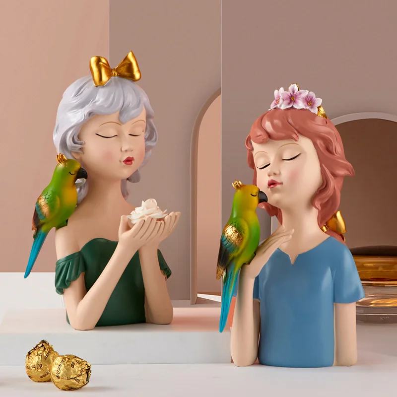 Модный бюст в виде попугая для девочки из смолы сада миниатюрный декор дочери